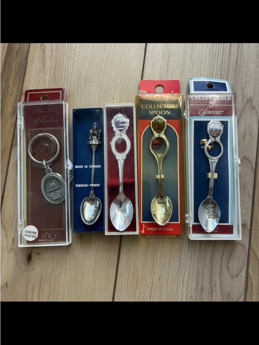 NEW Vintage Lot Of 5 Collectible Souvenir Spoons Keychain Hawaii Grand Canyon